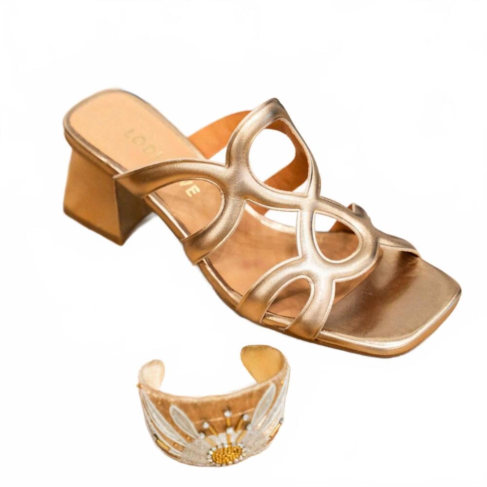 NEW LODI women's go heeled sandal in gold